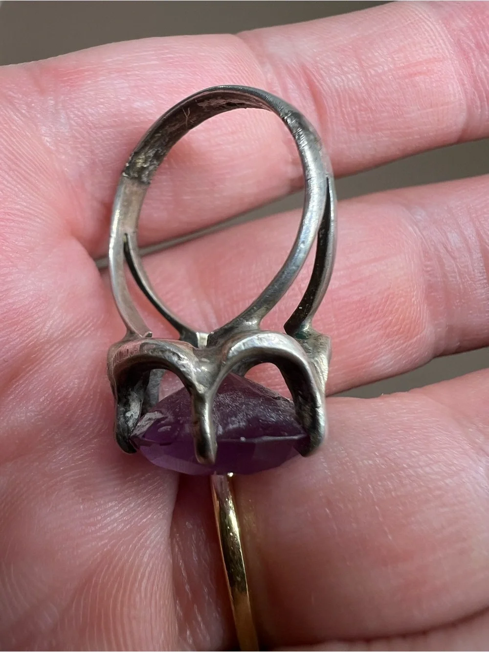 Purple Oval Amethyst Sterling Silver Cocktail Ring